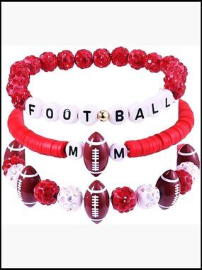 Football Game Day Stretch Bracelet for Women, Stacking Rugby Bracelet with